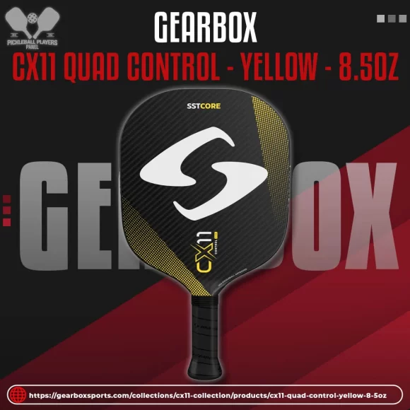 Gearbox Pickleball Paddles – CX11 Quad Control – Yellow – 8.5oz