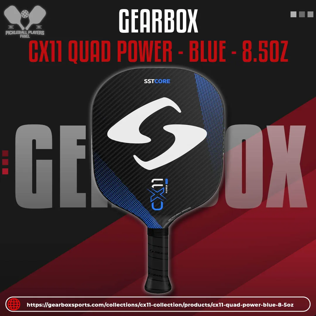 Gearbox Pickleball Paddles – CX11 Quad Power – Blue – 8.5oz