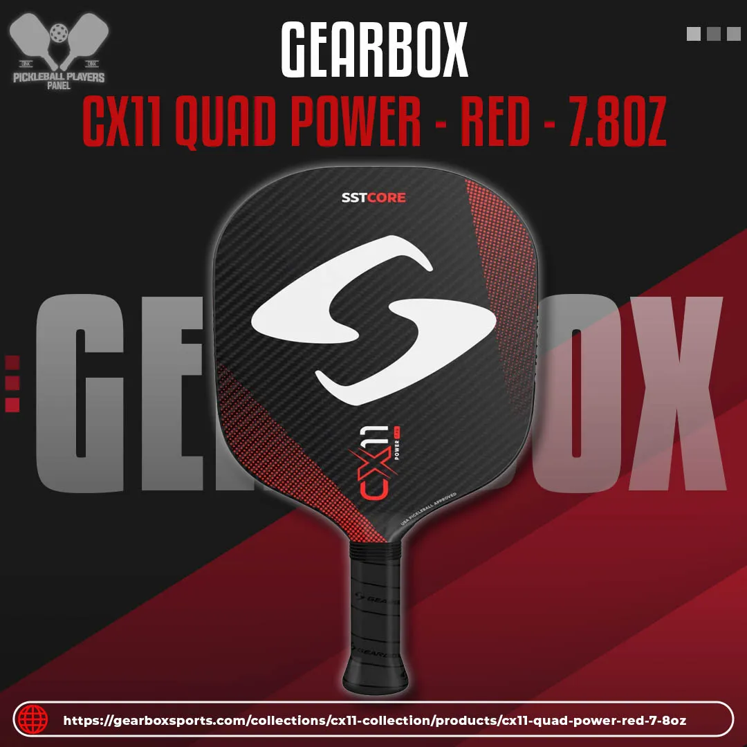 Gearbox Pickleball Paddles – CX11 Quad Power – Red – 7.8oz