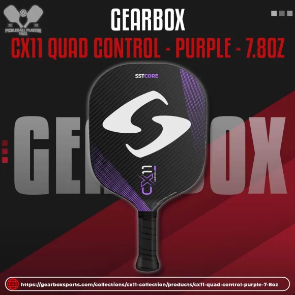 Gearbox Pickleball Paddles – CX11 Quad Control – Purple – 7.8oz